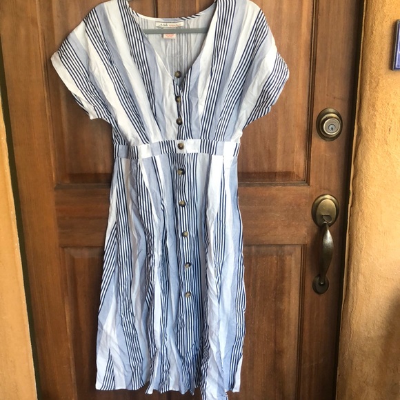 Stripped Button Down Midi Dress - Picture 3 of 7